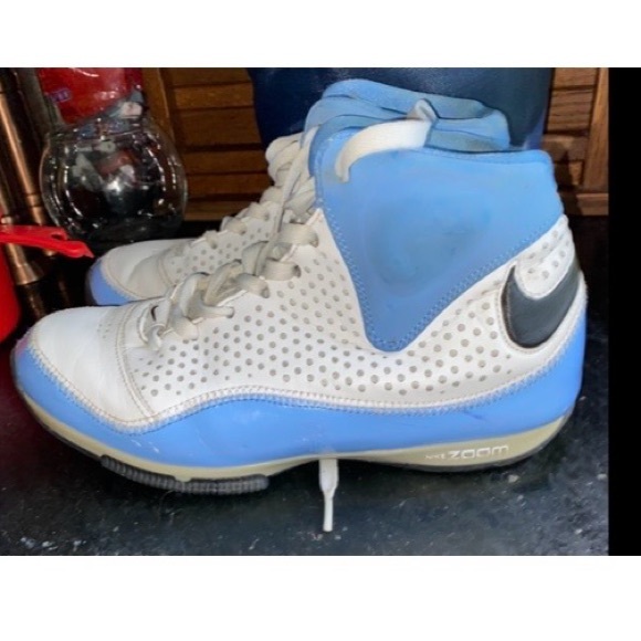 Nike Other - Nike Zoom BB line White and Light Blue High-Top Basketball Sneakers